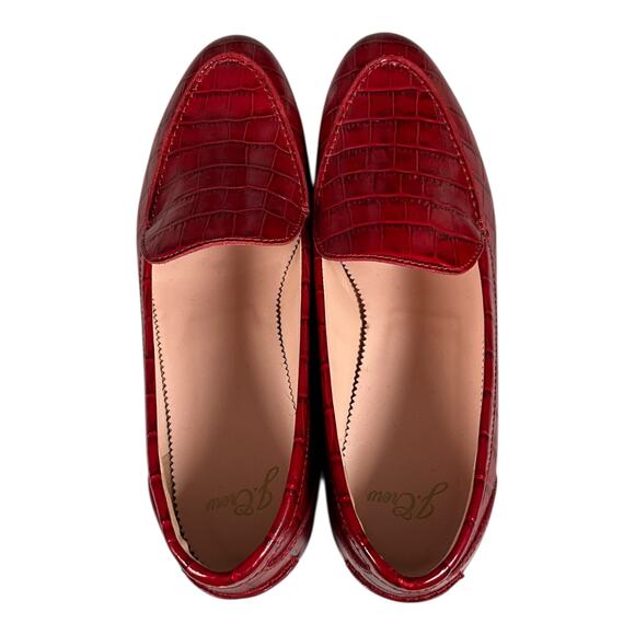 J.Crew Red Leather Croc-Embossed Loafers – Size 8 (Made in Morocco) - Picture 4 of 9